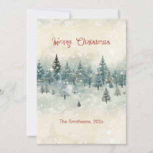 Carte de Noël vintage Pine neigeuse