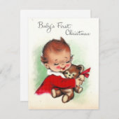 Carte de Noël vintage pour bébé (Devant / Derrière)