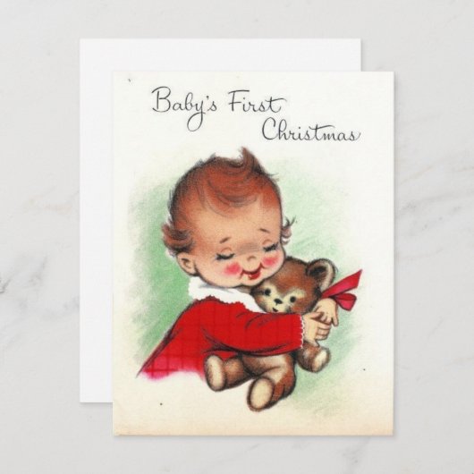 Carte de Noël vintage pour bébé (Devant / Derrière)