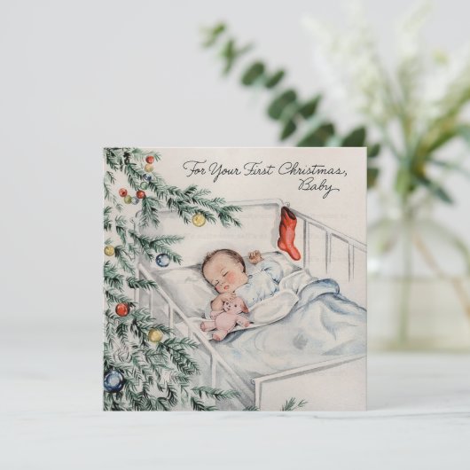 Carte de Noël vintage pour bébé (Debout devant)