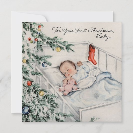 Carte de Noël vintage pour bébé (Devant)