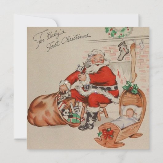 Carte de Noël vintage pour bébé (Devant)