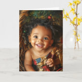 Carte de Noël vintage pour bébé (Fleur jaune)