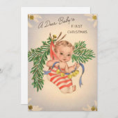 Carte de Noël vintage pour bébé (Devant / Derrière)