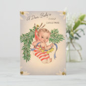 Carte de Noël vintage pour bébé (Debout devant)