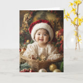 Carte de Noël vintage pour bébé (Fleur jaune)