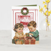 Carte de Noël vintage pour enfants (Fleur jaune)