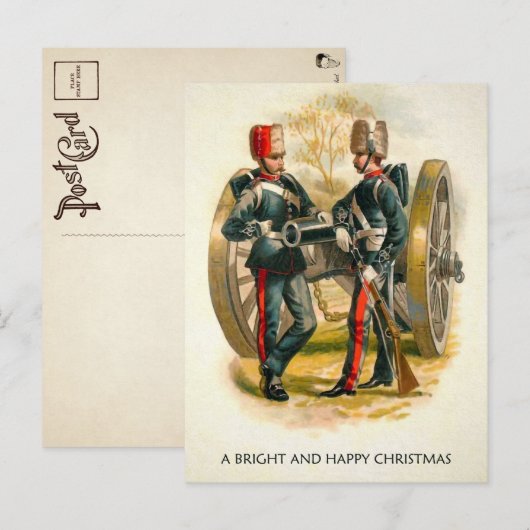 Carte de Noël vintage pour soldats  (Devant / Derrière)