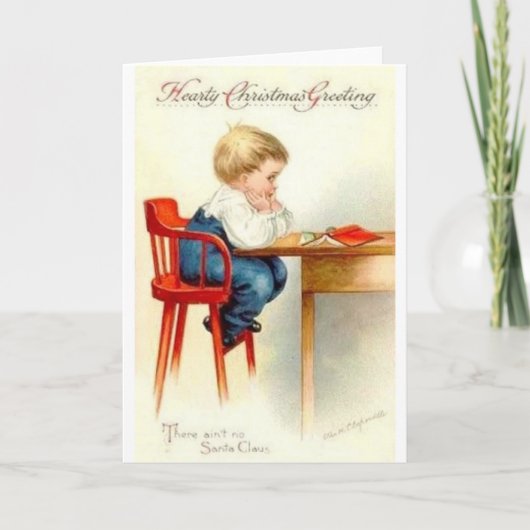 Carte de Noël vintage Pouting Boy (Devant)
