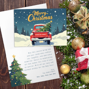 Carte de Noël vintage Red Truck