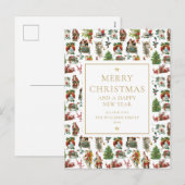 Carte de Noël vintage rétro (Devant / Derrière)