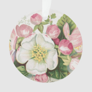 Carte de Noël vintage rétro, fleurs de pommier