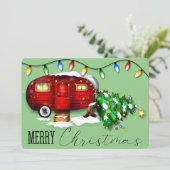 Carte de Noël vintage Retro Red Camper (Debout devant)