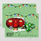 Carte de Noël vintage Retro Red Camper (Devant / Derrière)