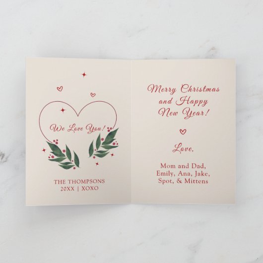 Carte de Noël vintage rose éditable (Intérieur)