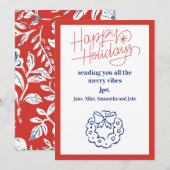 Carte de Noël Vintage rouge (Devant / Derrière)