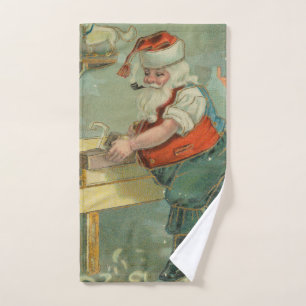 Carte de Noël vintage - Santa dans son atelier
