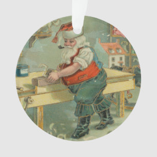 Carte de Noël vintage - Santa dans son atelier