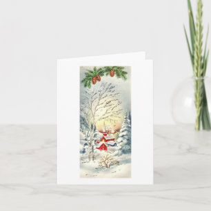 Carte de Noël vintage scène hivernale