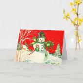 Carte de Noël vintage Snowman (Fleur jaune)