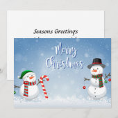 Carte de Noël vintage Snowman (Devant / Derrière)