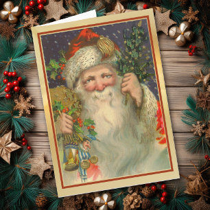 Carte de Noël Vintage St Nicholas avec des jouets