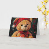 Carte de Noël vintage Teddy Bear (Fleur jaune)