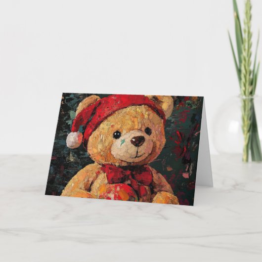Carte de Noël vintage Teddy Bear (Devant)