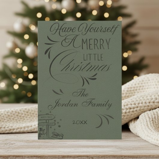 Carte de Noël Vintage Vert Simple