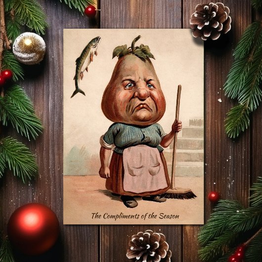 Carte de Noël vintage Victorian Pear Head