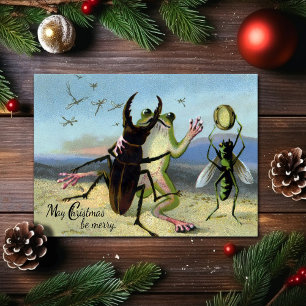 Carte de Noël vintage victorienne avec grenouille