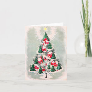 Carte de Noël vintage - Village de l'Arbre de Noël