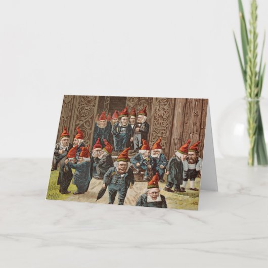 Carte de Noël Vintage | Village Politiciens Gnome (Devant)