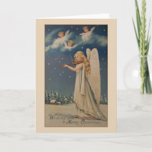 Carte de Noël violoniste vintage Angel