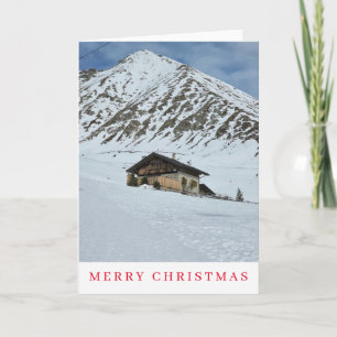 Carte de Noël vue cabine de montagne