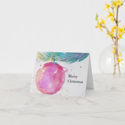 Carte de Noël Watercolor (Fleur jaune)