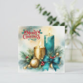 Carte de Noël Watercolor avec bougie et Tiffany (Debout devant)