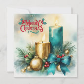 Carte de Noël Watercolor avec bougie et Tiffany (Devant)