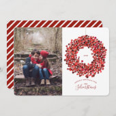 Carte de Noël Watercolor Berries Wreath (Devant / Derrière)