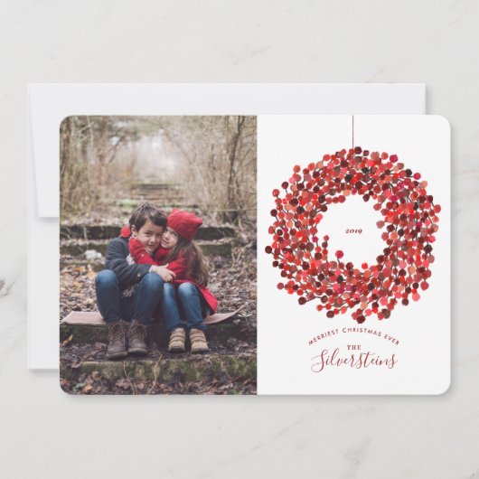 Carte de Noël Watercolor Berries Wreath (Devant)