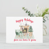 Carte de Noël Watercolor Fireside (Debout devant)