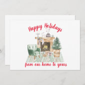 Carte de Noël Watercolor Fireside (Devant / Derrière)