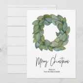 Carte de Noël Watercolor Magnolia Wreath Shiap (Devant / Derrière)