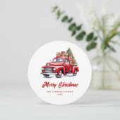 Carte de Noël Watercolor Red Truck Snow Joyeux (Debout devant)