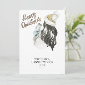 Carte de Noël Watercolor Snow Globe & Snowman (Debout devant)