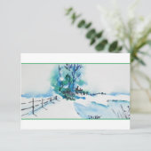 Carte de Noël Watercolor Snow Landcape (Debout devant)