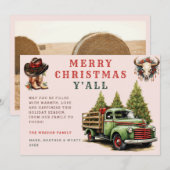 Carte de Noël Watercolor Western Xmas Cowboy (Devant / Derrière)