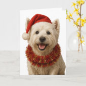 Carte de Noël West Highland Terrier (Fleur jaune)