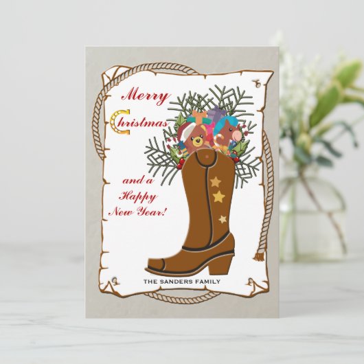 Carte de Noël Western Boot (Debout devant)