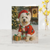 Carte de Noël Westie (Fleur jaune)